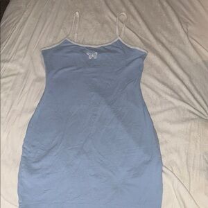 H&M Sky Blue Mini Dress with White Accents